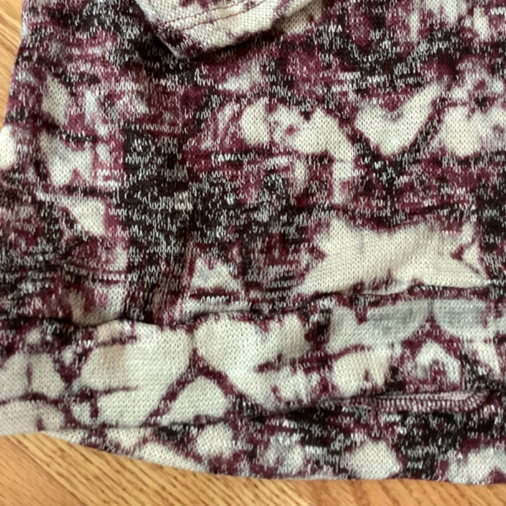 Front of Closet Maroon, Black & Cream Lightweight Semi Sheer Knit Tunic  3X - Picture 2 of 5